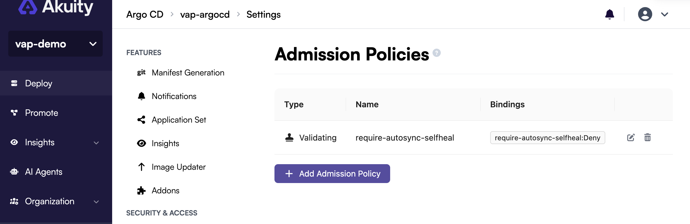 Admission policies
