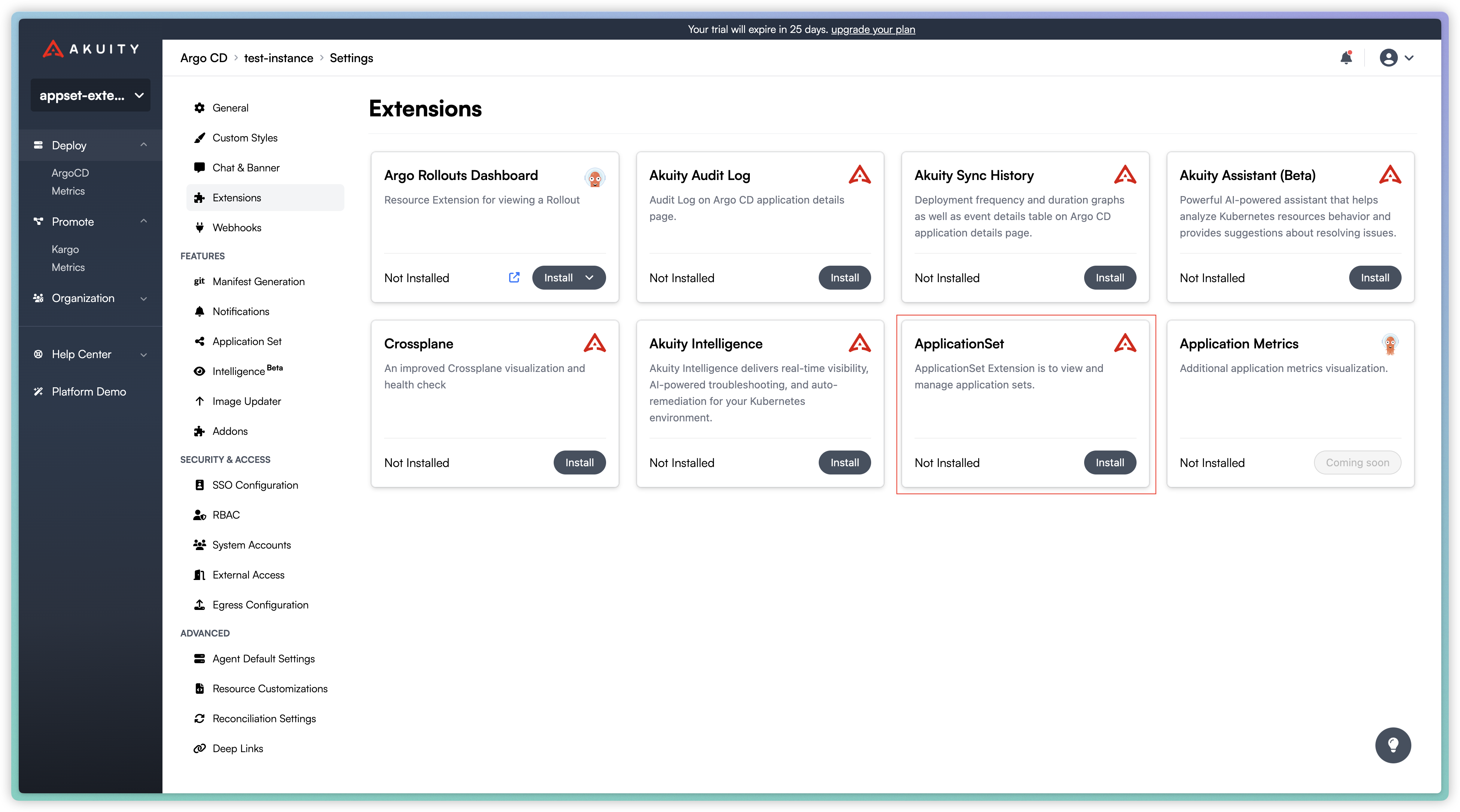 ApplicationSet extension on AKP