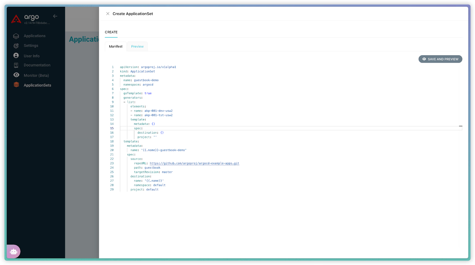 Define ApplicationSet