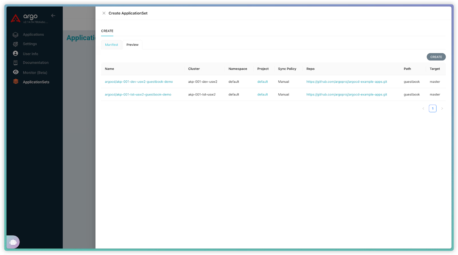Preview ApplicationSet