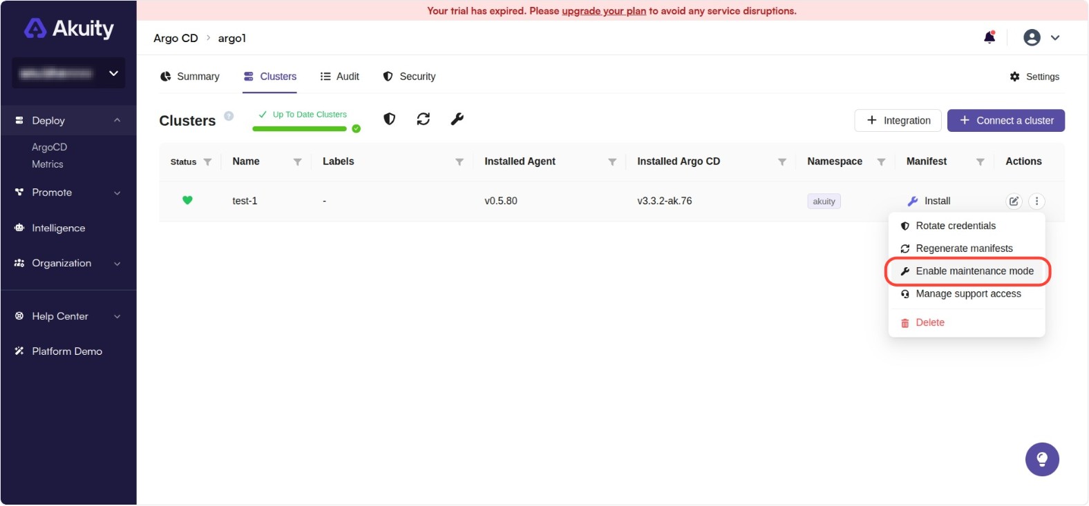 Maintenance Mode Section