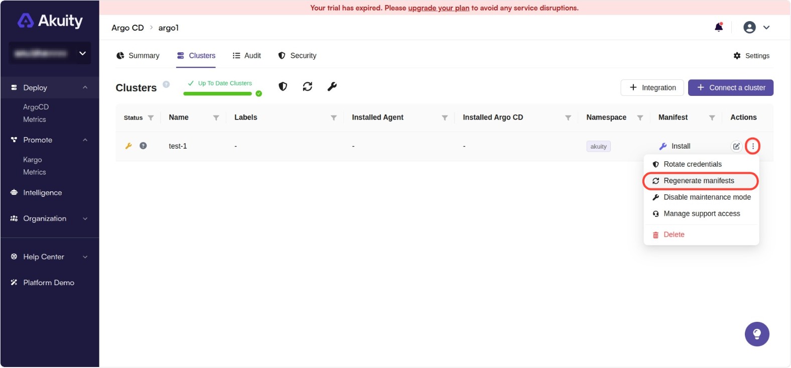 Regenerate Manifests Modal