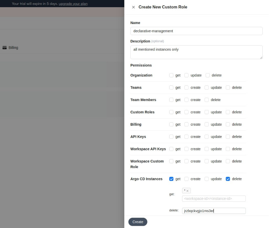 Create Custom Role Modal