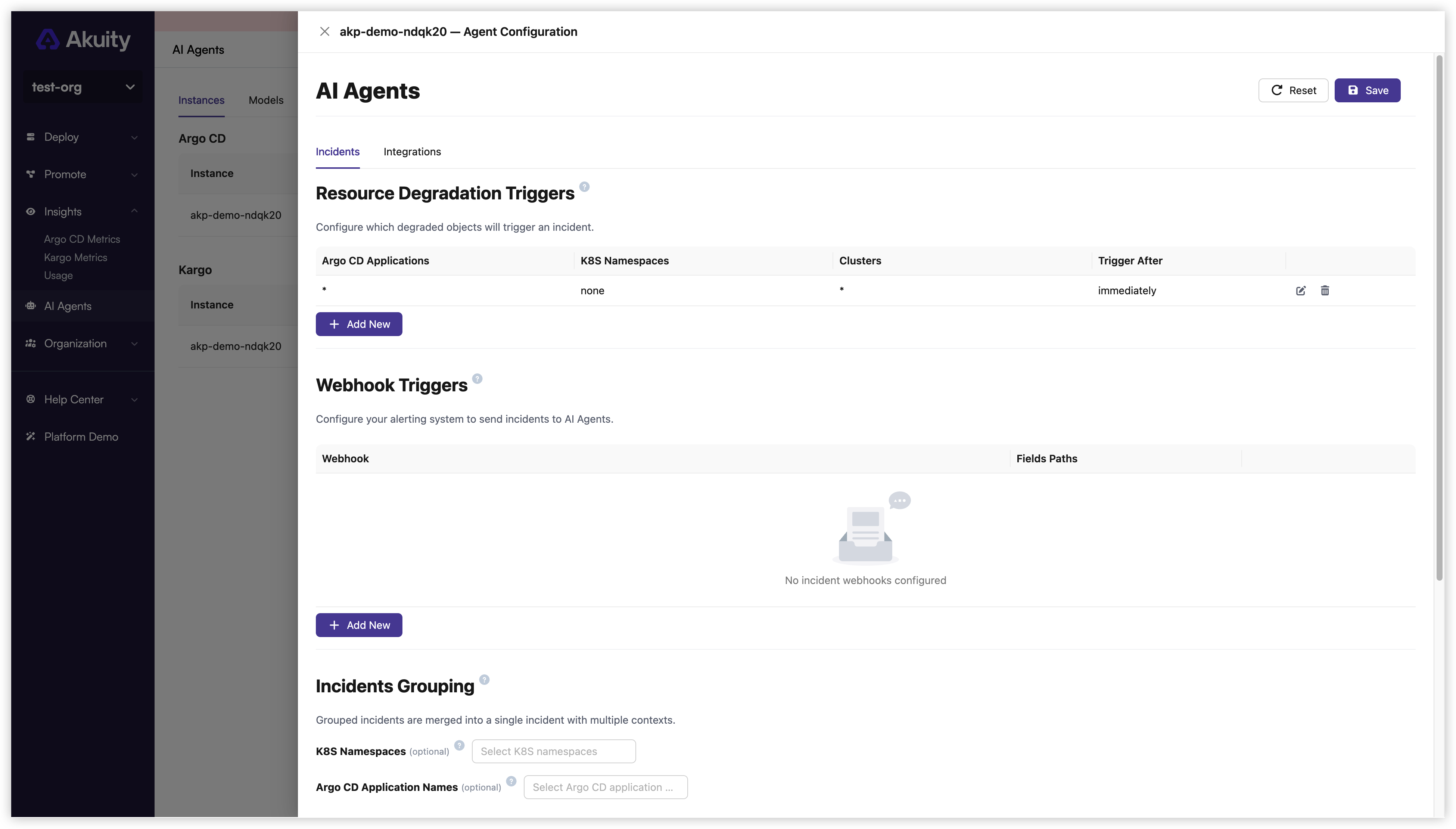Per-instance agent configuration