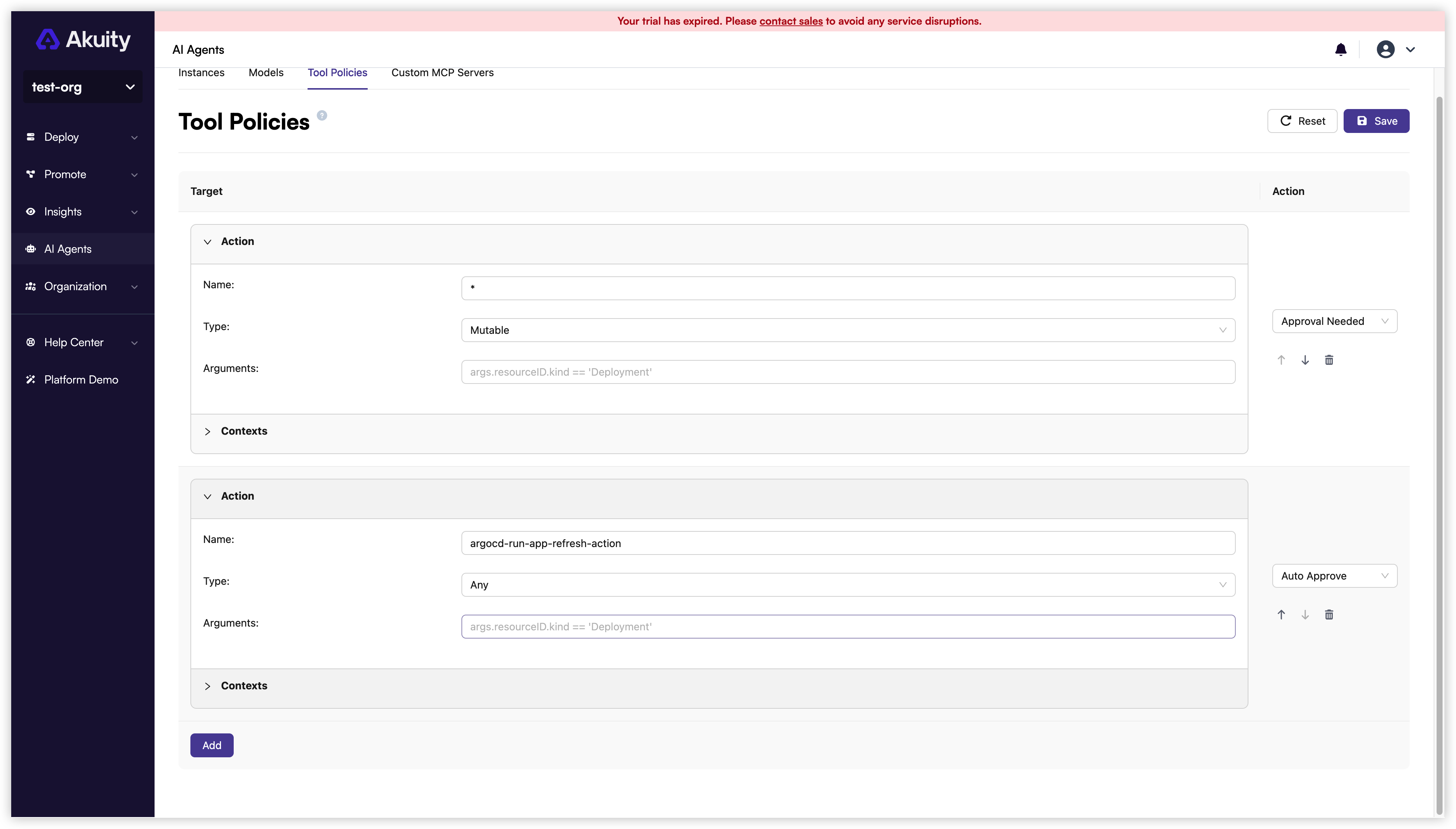 Multiple Tool Policies