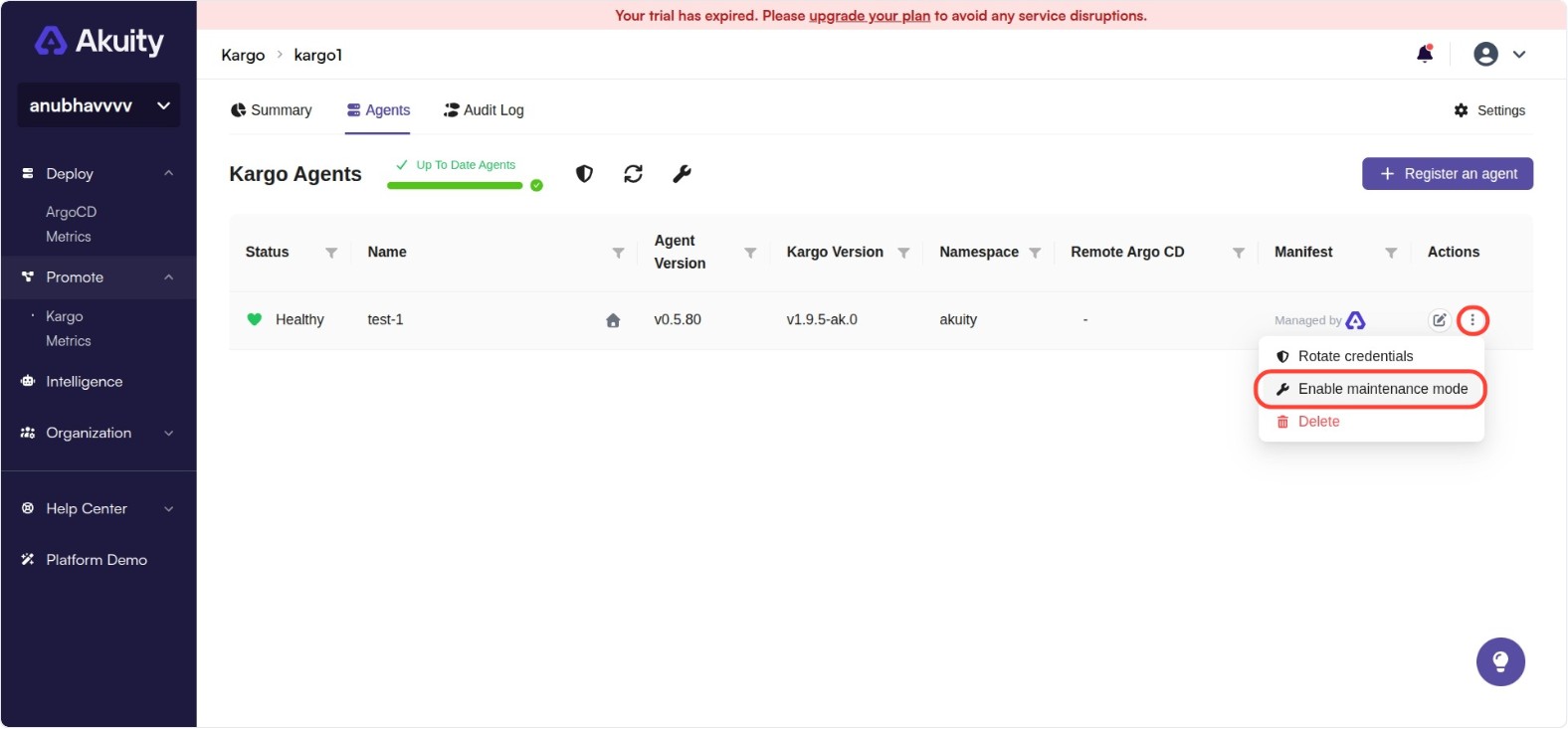 Maintenance Mode Section