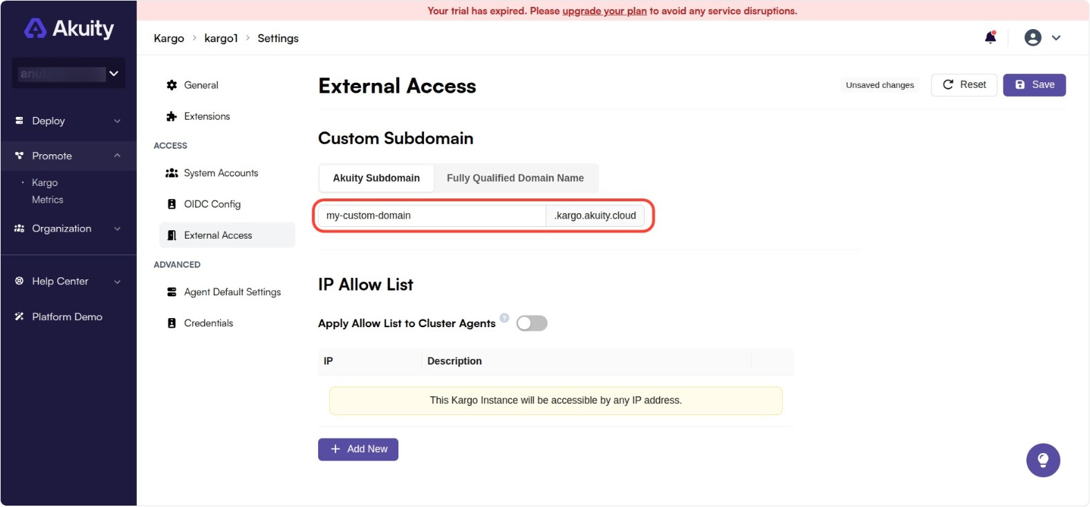 Kargo Akuity Subdomain