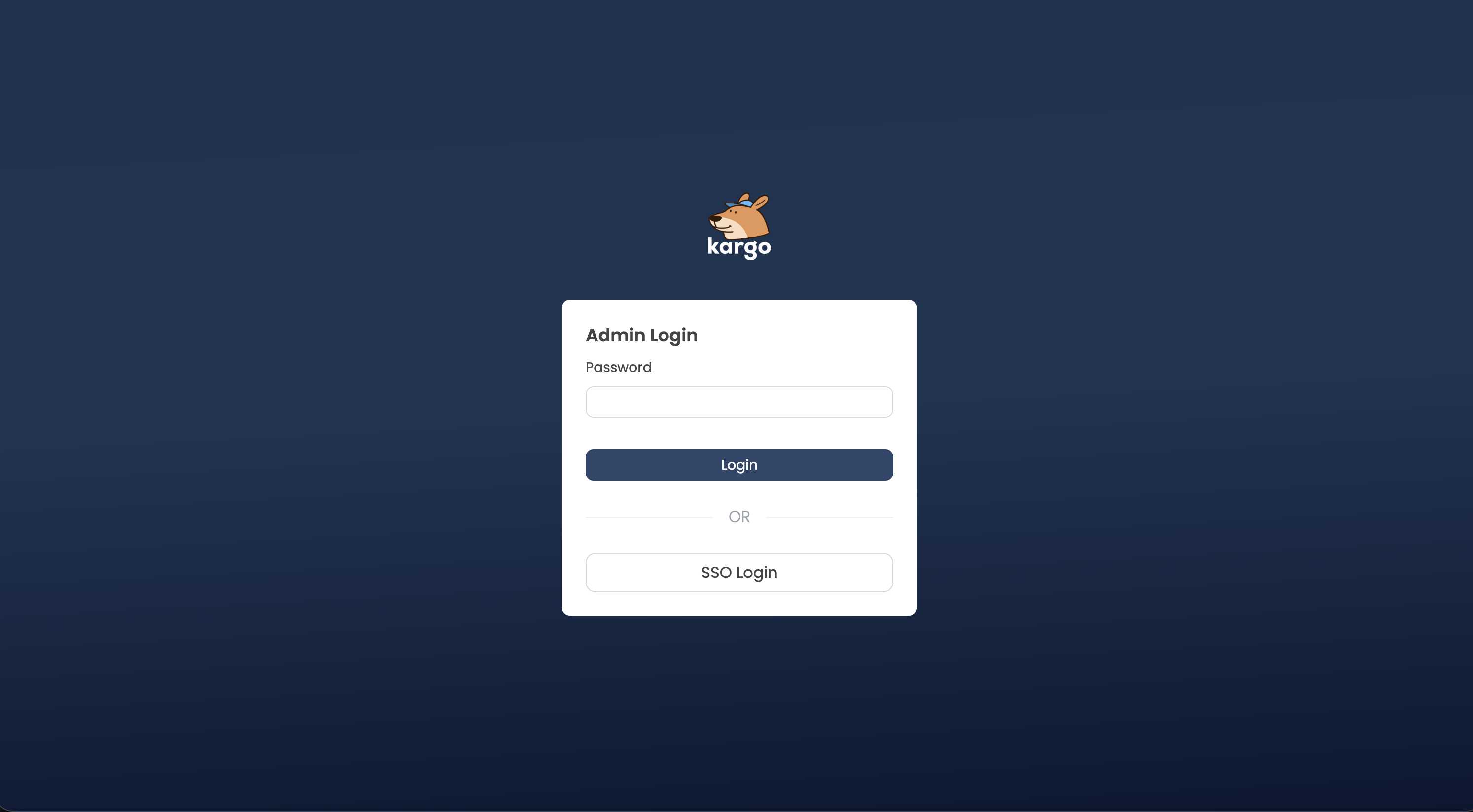 Kargo login screen with the SSO Login option
