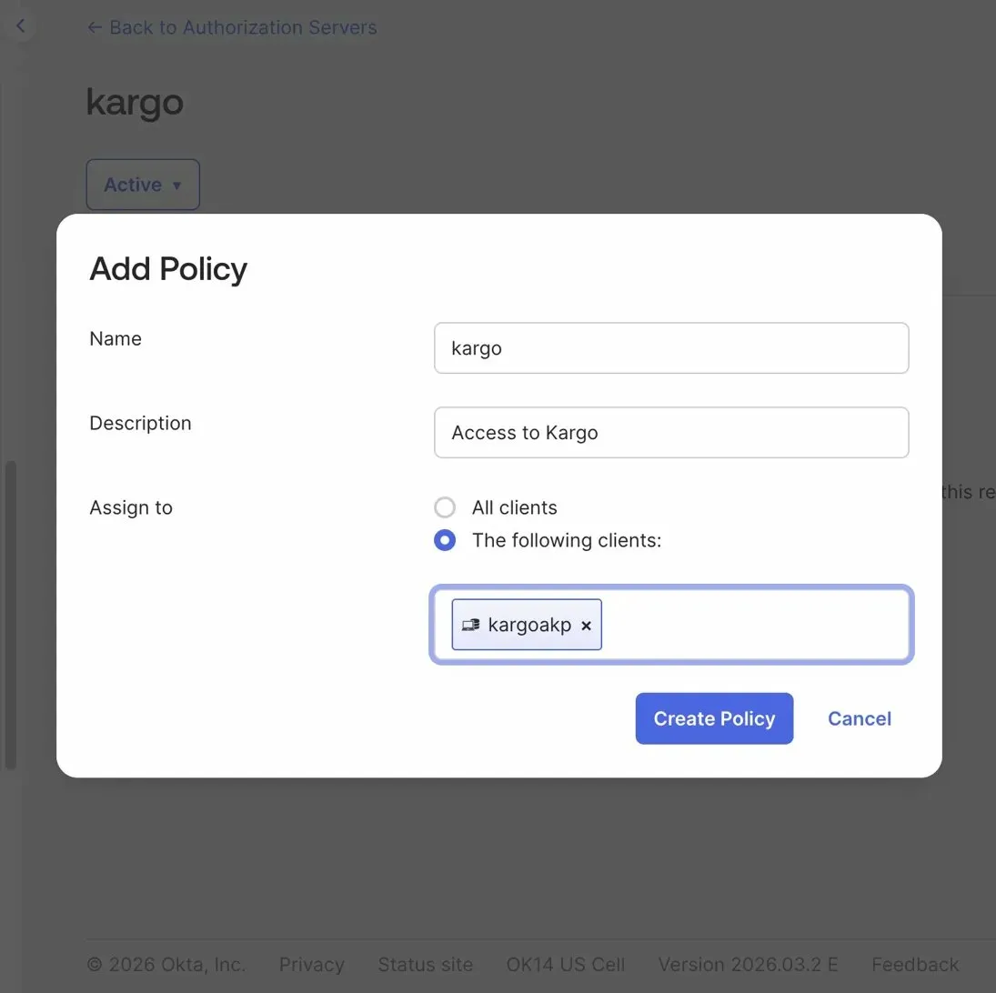 Adding the access policy