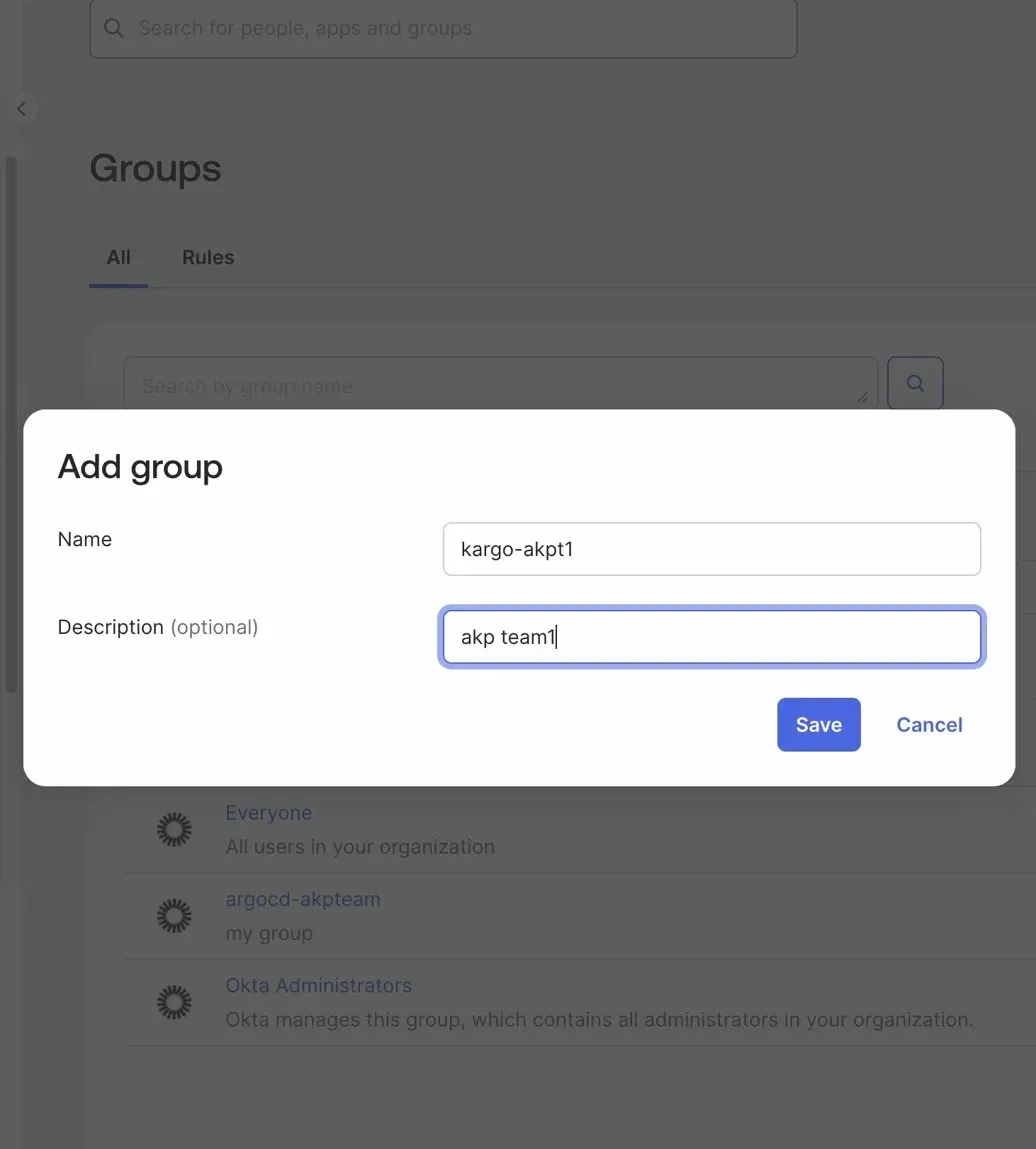 Creating an Okta group
