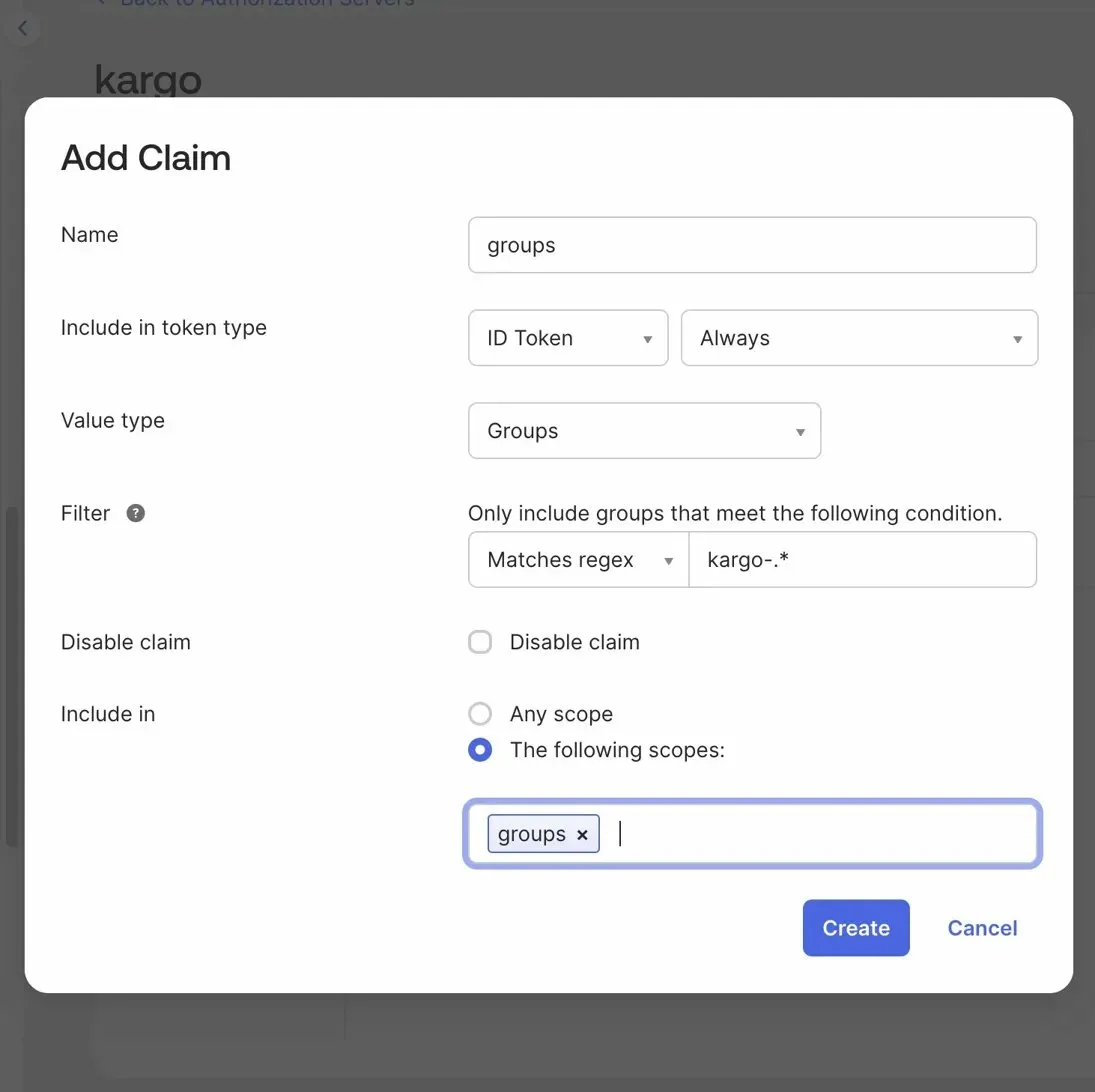 Creating the groups claim
