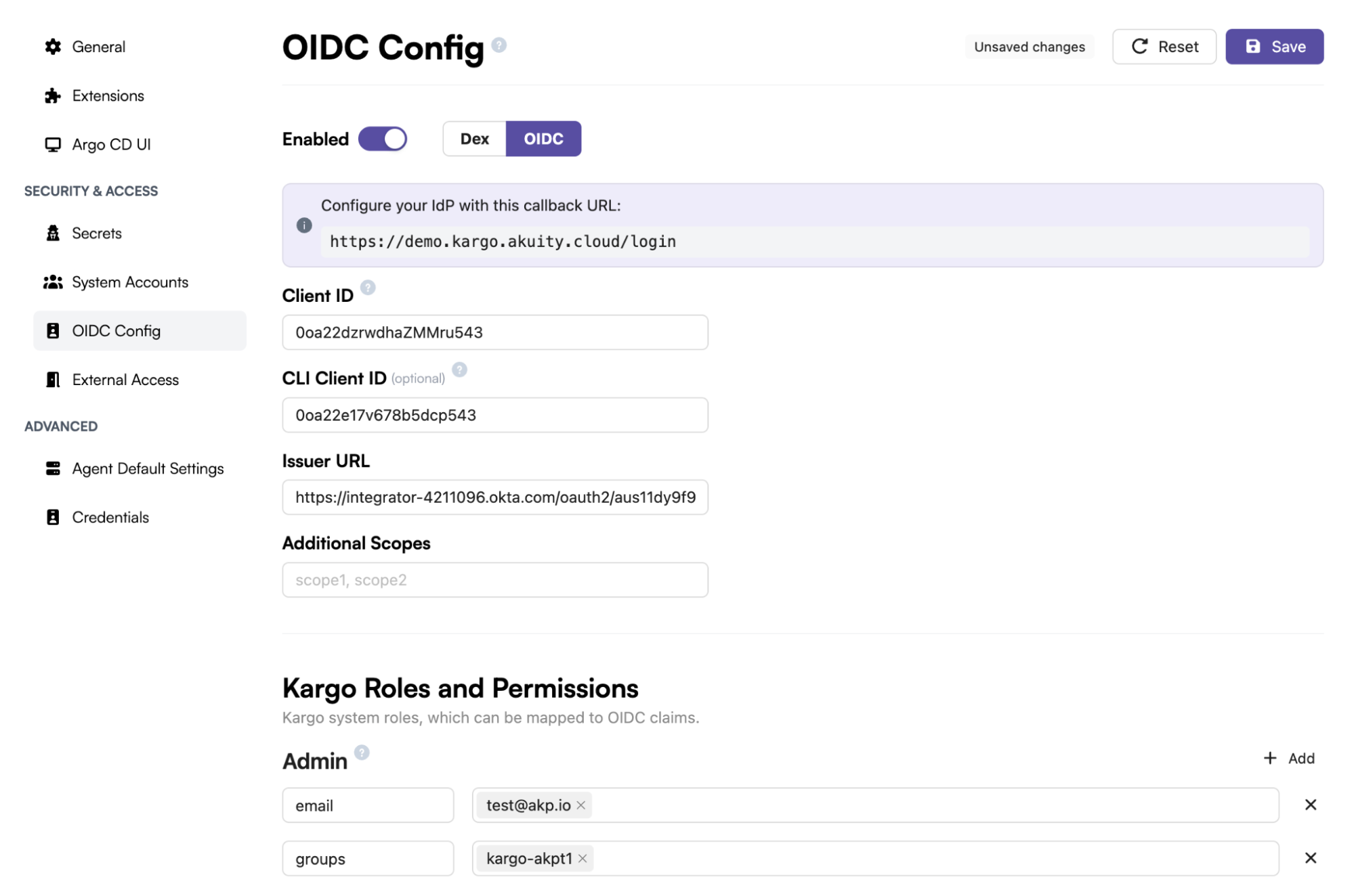 The completed Kargo OIDC configuration