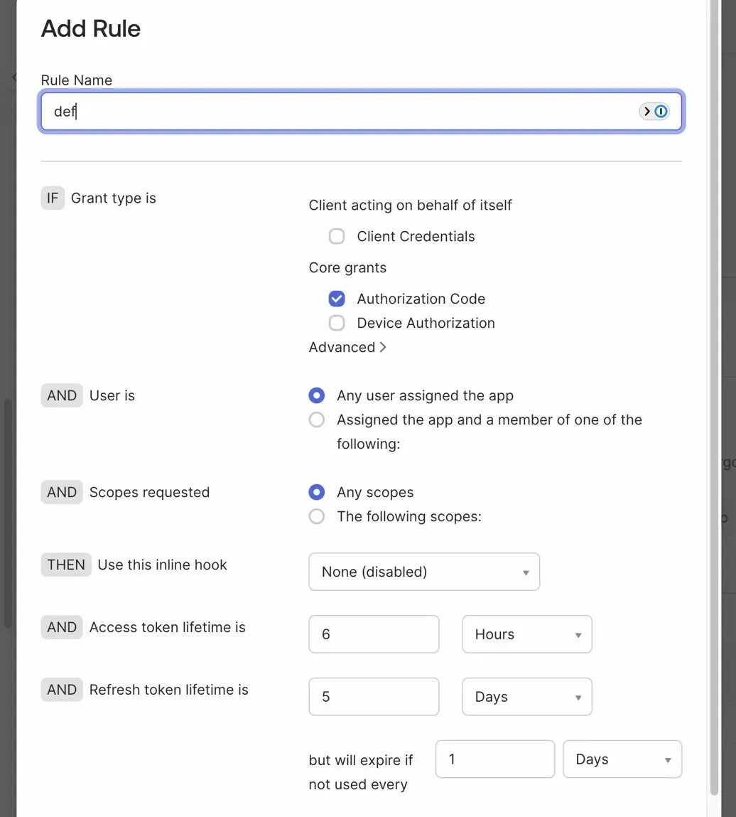Adding a rule to the access policy