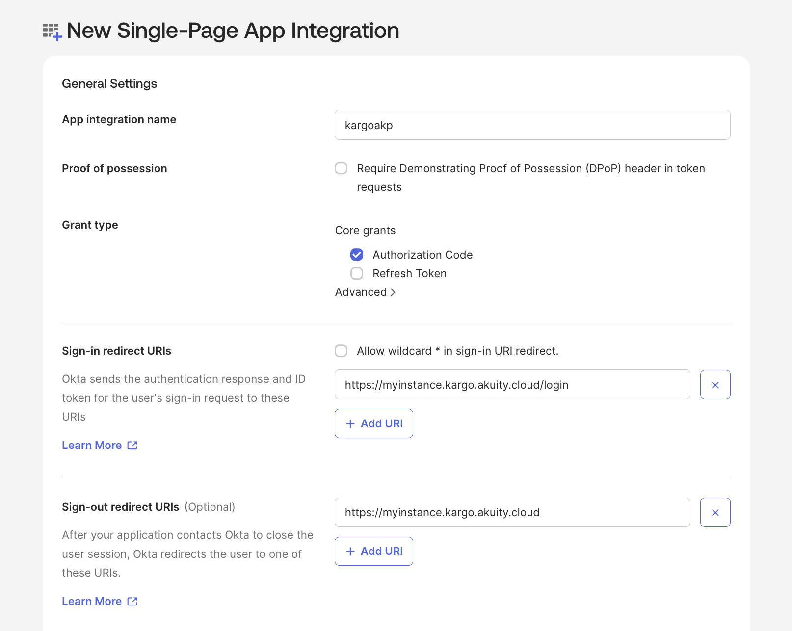General settings for the SPA integration