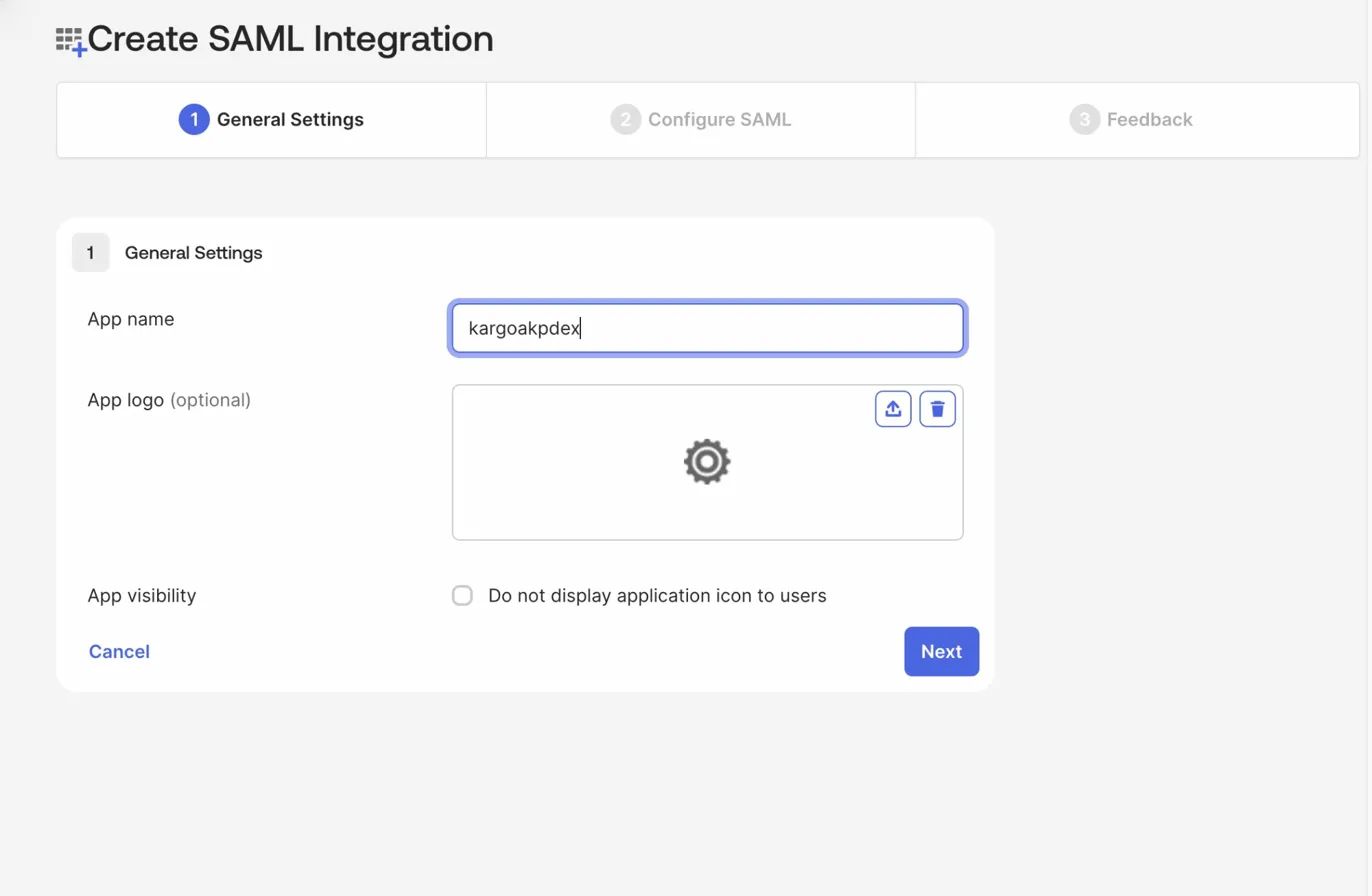 General settings for the SAML integration