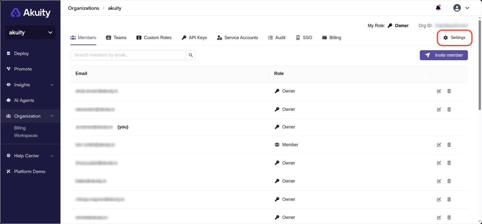 Organization Settings