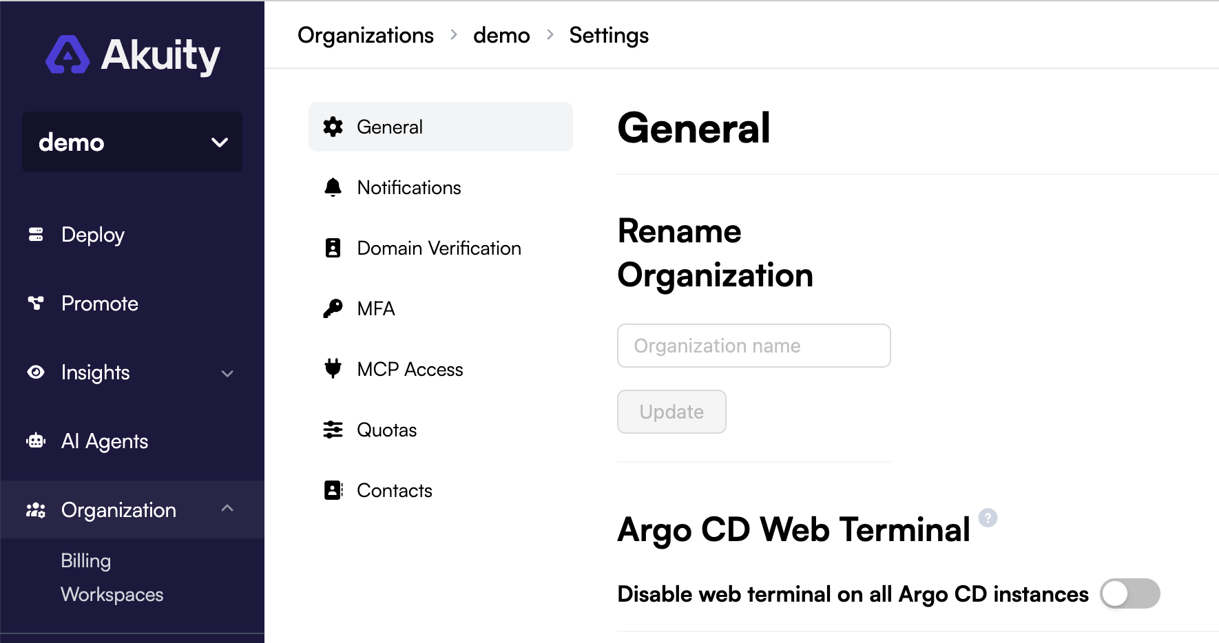 Argo CD Web Terminal restriction