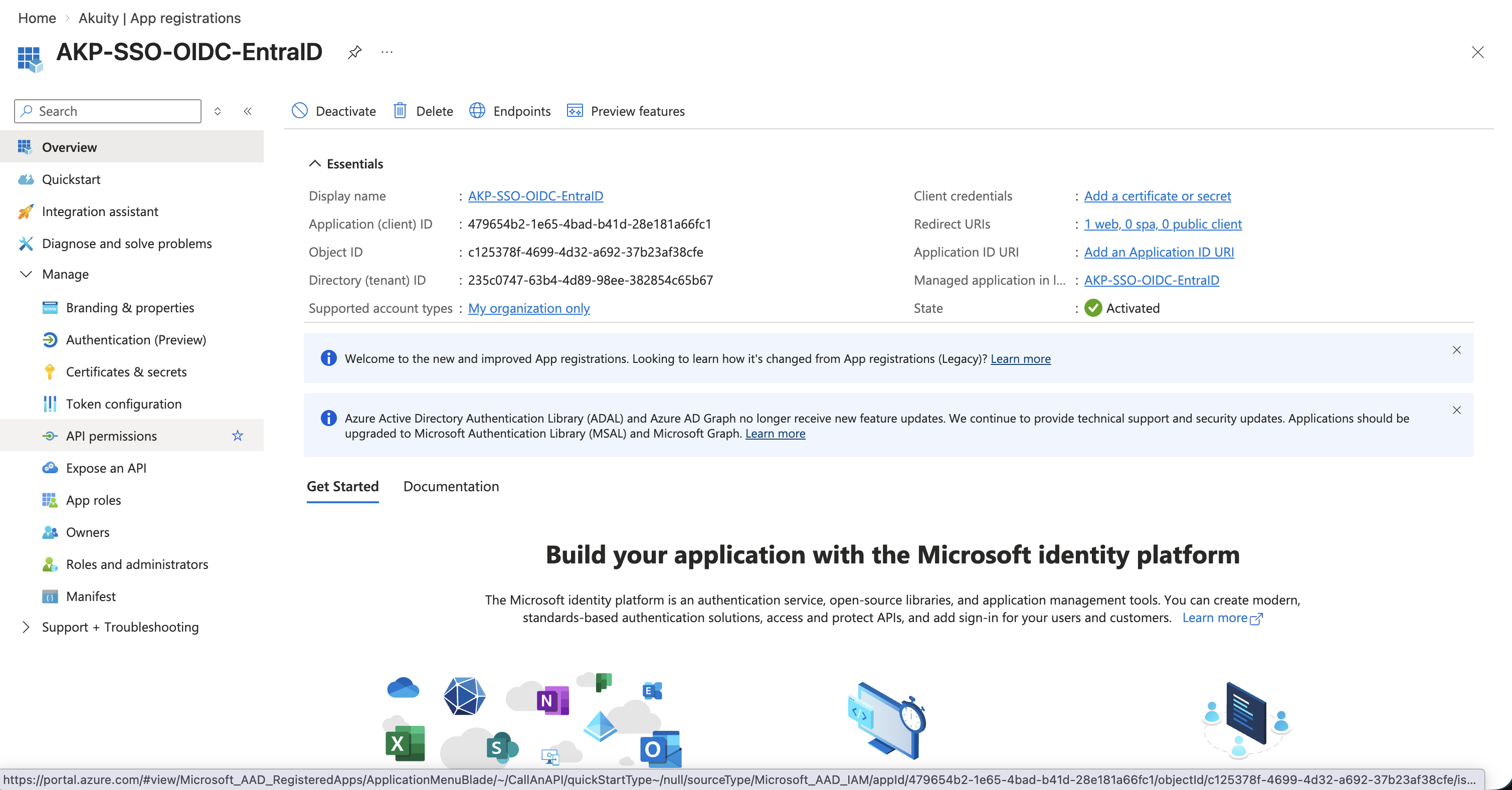 Application overview showing the client ID