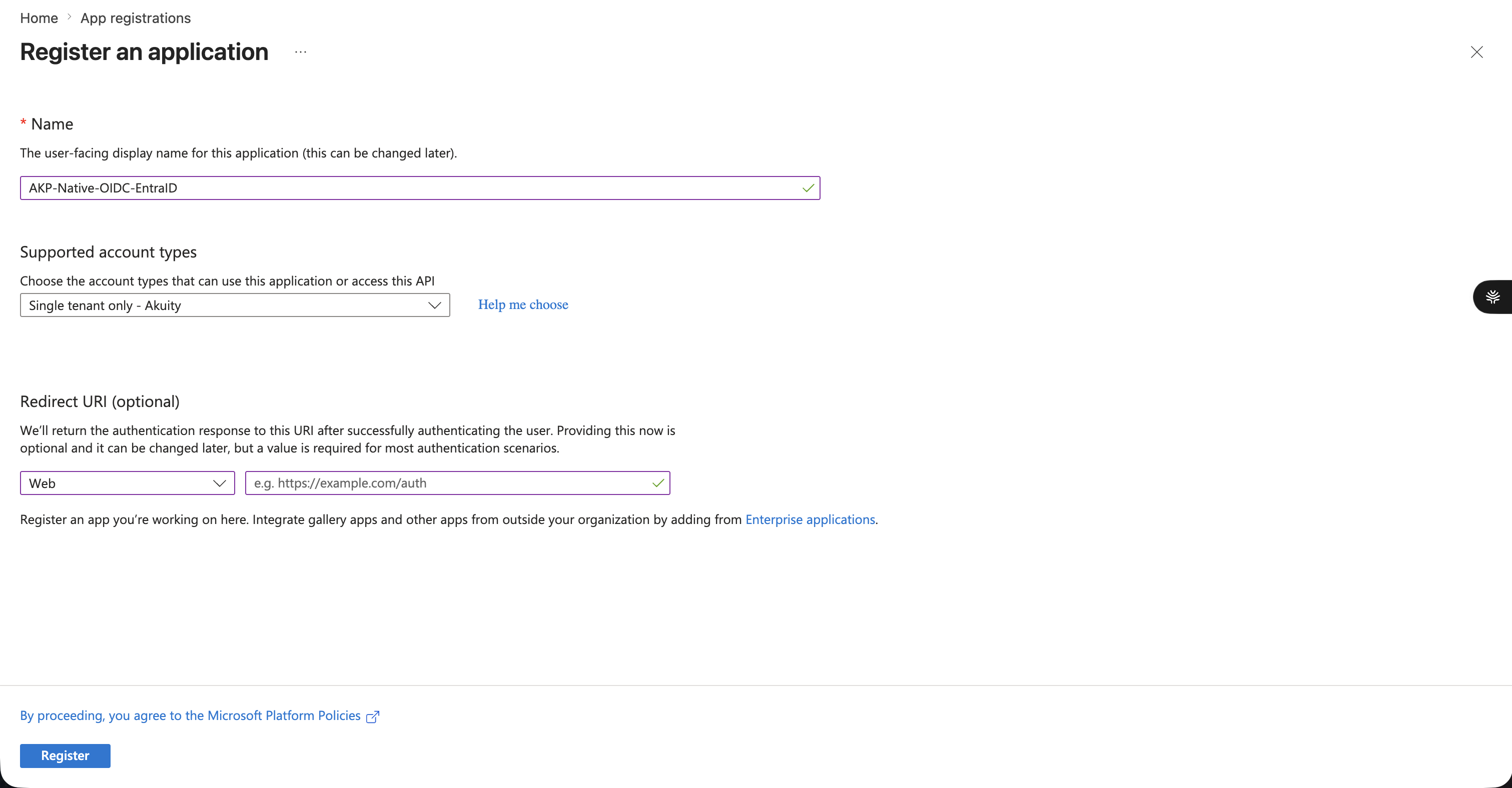 Azure Entra ID app registration