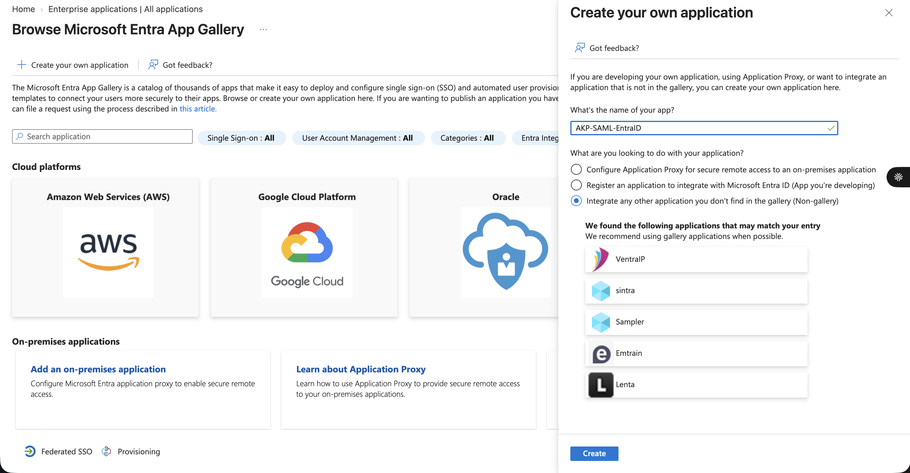 Creating a non-gallery Enterprise Application