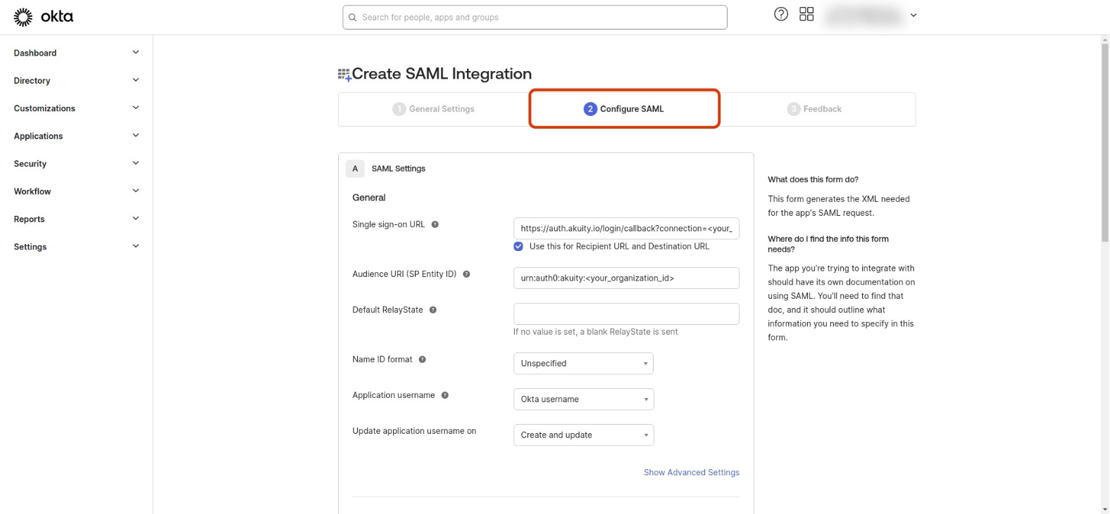 Configure SAML