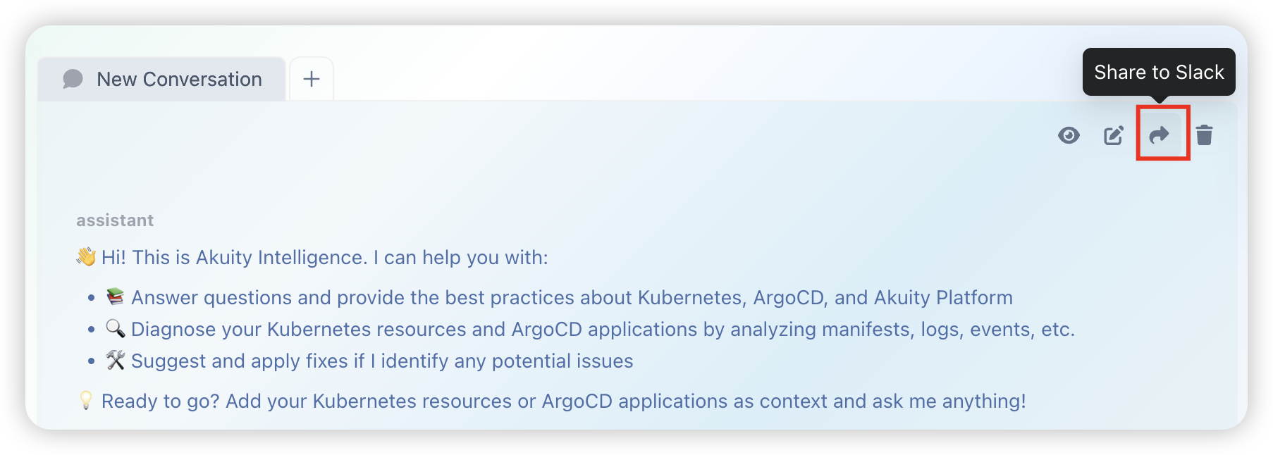 Sharing conversations to Slack