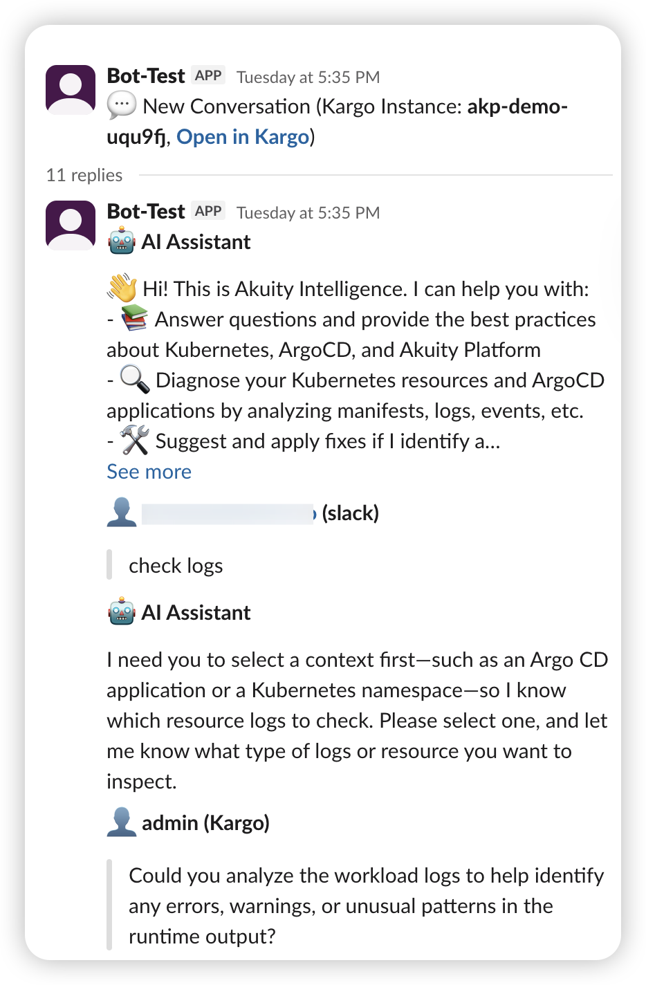AKP to Slack message flow