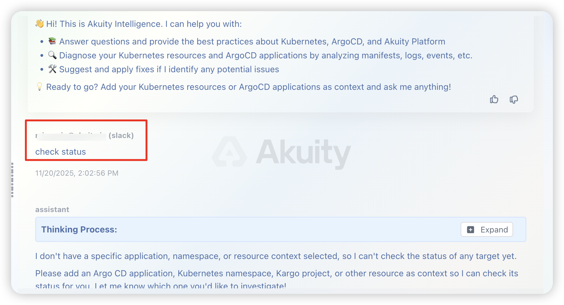 Slack to AKP message flow