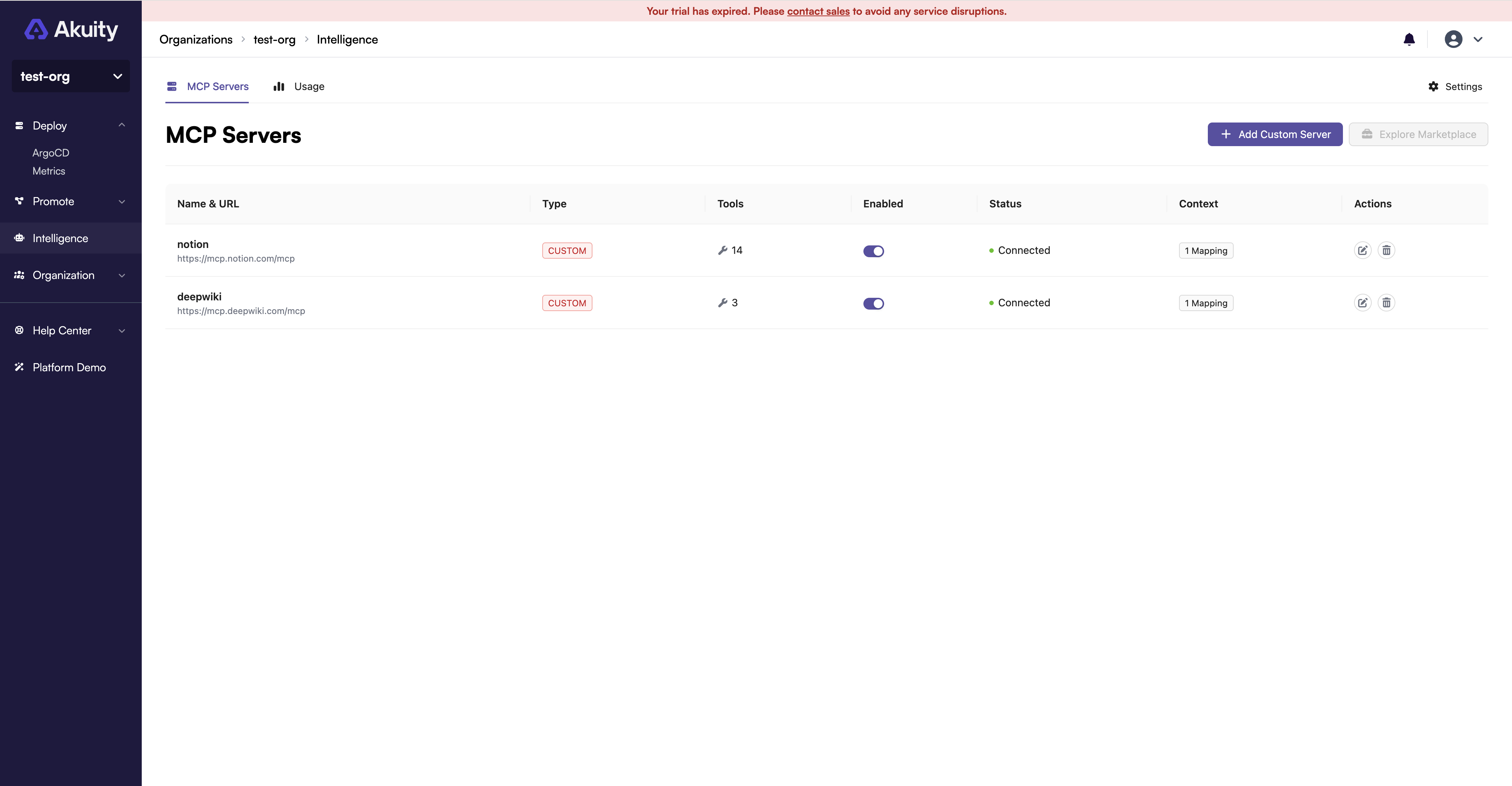 Manage Custom MCP Server