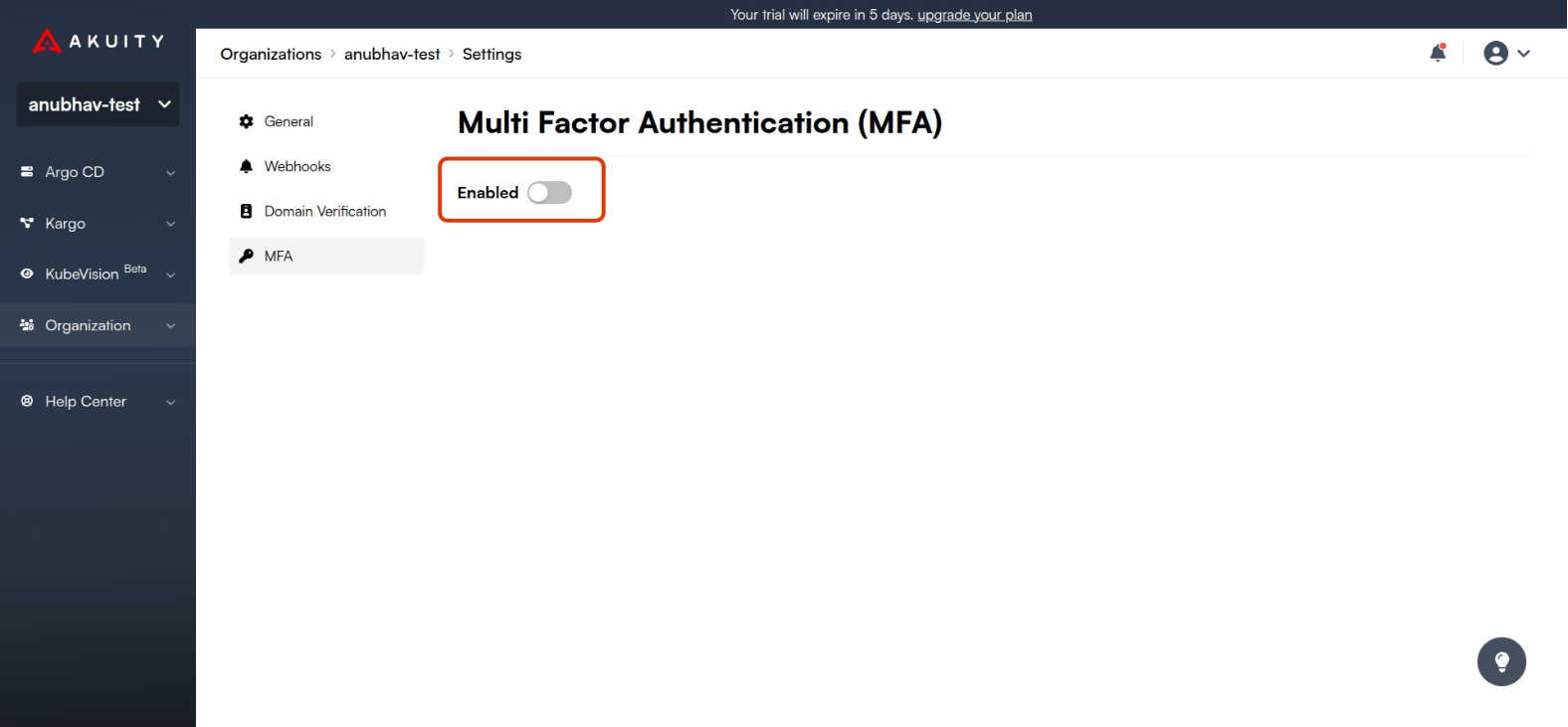 Enable MFA
