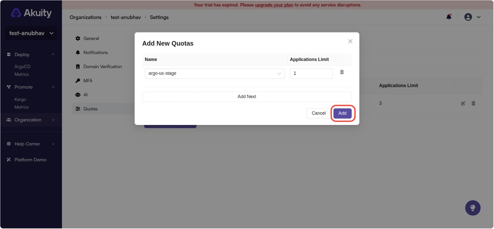 Set Quota