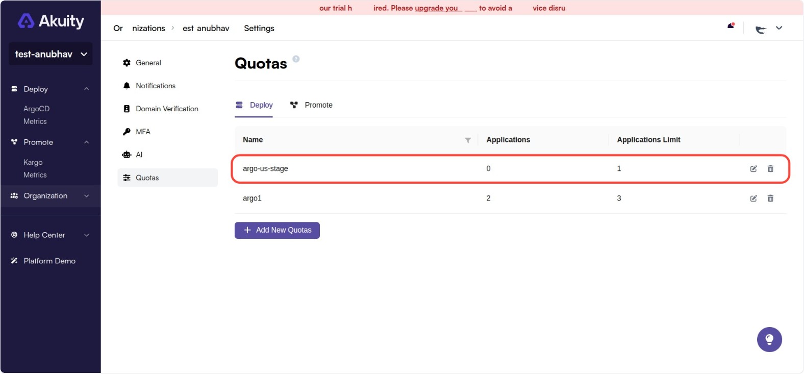 Quota Added