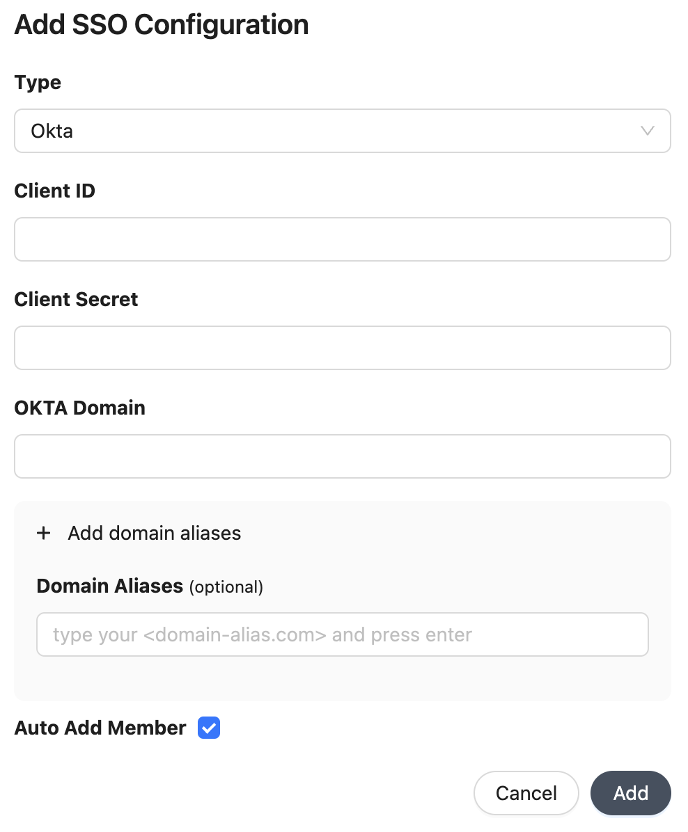 Okta SSO Settings