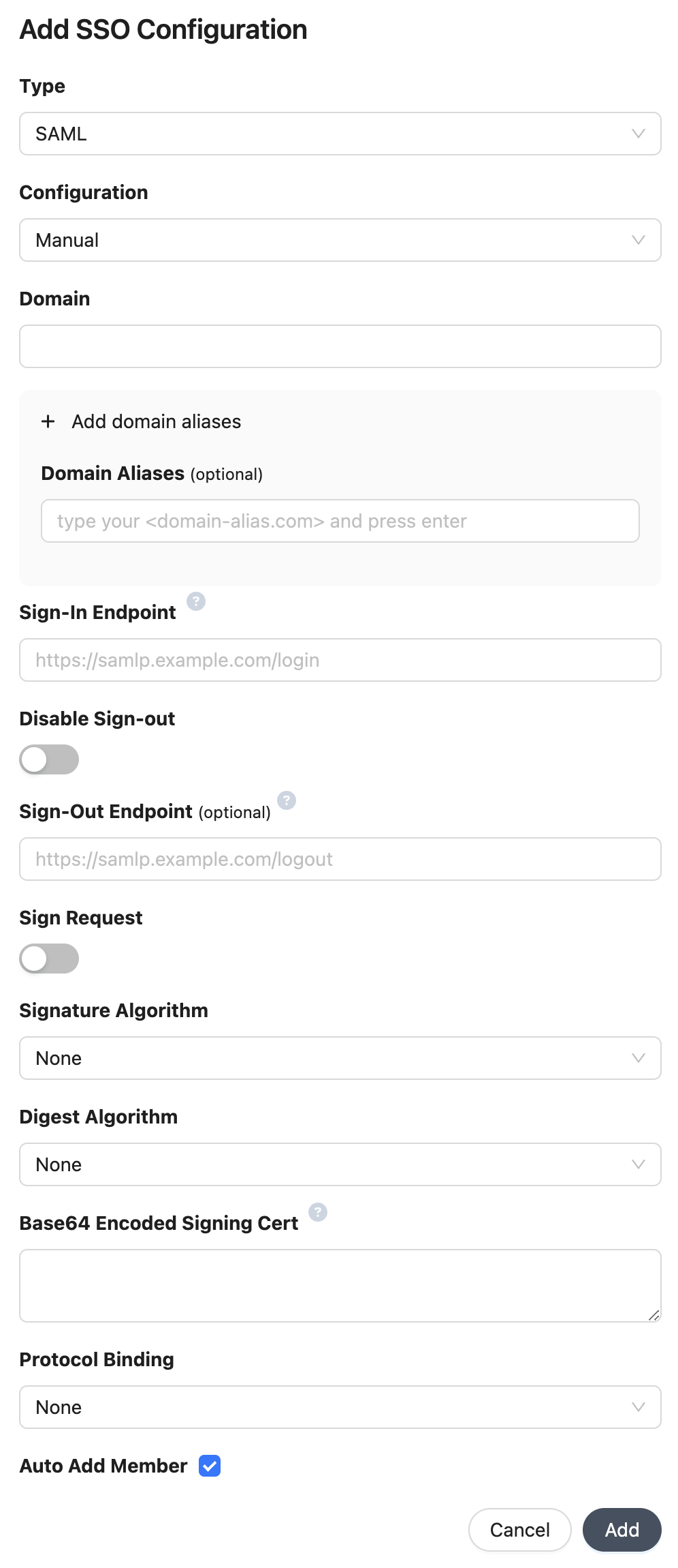 SAML SSO Settings